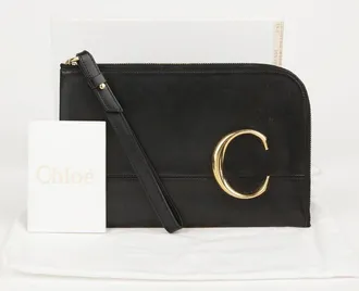 Chlo&eacute; Logo Zipper Strap Wallet Clutch