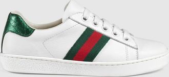 Gucci Kids - Ace Leather Sneaker, White, Leather