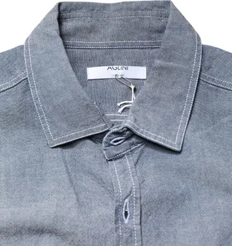 Aglini Dark Blue Slim Fit Collared Long Sleeve Denim Mens Shirt (Pre-Owned)
