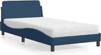 vidaXL Cama Con Colch&oacute;n Tela Azul 100x200 Cm Vidaxl