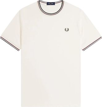 Fred Perry Twin Tipped T-Shirt - Heren - T-shirts - Wit - 2XL - Katoen - Tops