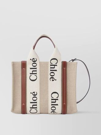 Chlo&eacute; woody small linen tote bag