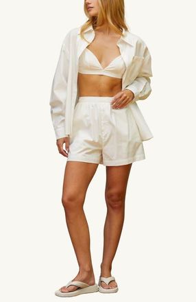 Crescent Button up Shirt & Boxer Shorts Three Piece Set in White at Nordstrom, Size X-Small