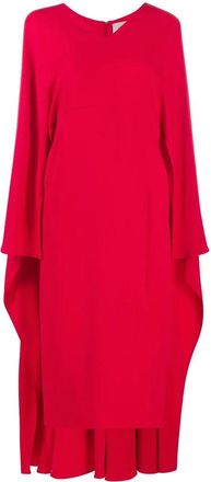 Valentino Garavani Cape-Style V-Neck Silk Midi-Dress