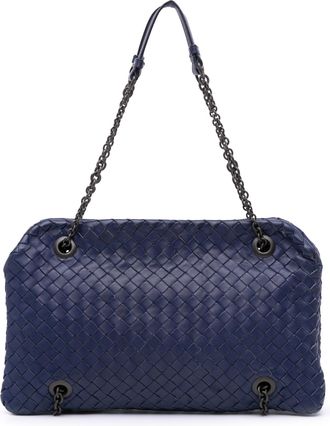 Bottega Veneta Pre-owned Womens Woven Chain Shoulder Bag - Dark Blue Leather - One Size