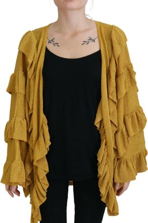 Aniye By Womens Mustard Yellow Ruffled Cardigan Tsh84017 - Orange