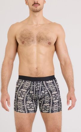 Saxx Smooth Luxe Micro Modal Boxer Briefs in Tropic Royale-Black at Nordstrom, Size Xx-Large