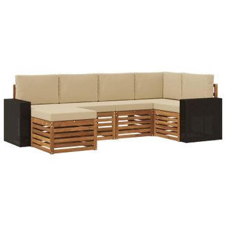 vidaXL Conjunto De Sof&aacute; Seccional Con Coj&iacute;n 6 Pcs Natural Y Beige Vidaxl