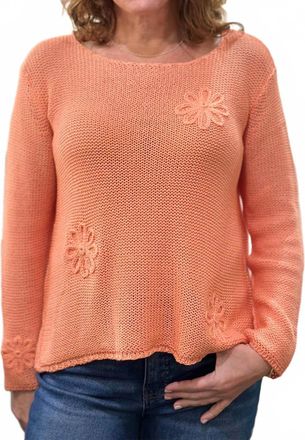 Wooden Ships Blossom Cropped Sweater In Cantaloupe