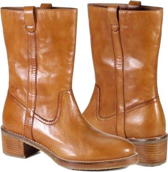 Diba Womens Crush It Mid-Calf Boots In Cognac Leather