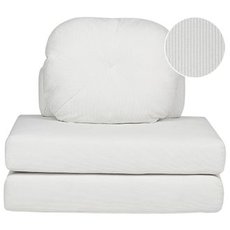 Beliani Sof&aacute; Cama Moderno Minimalista De 1 Plaza Puf Cama Individual Con Coj&iacute;n De Pana Blanco Olden