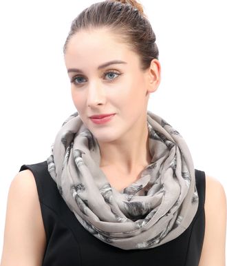 Lina & Lily Yorkshire Terrier Yorkie Dog Print Womens Infinity Scarf Snood Lightweight (Khaki)