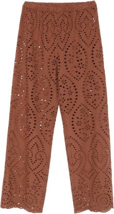 MC2 Saint Barth Wide-Leg Pants with Intricate Eyelet Pattern