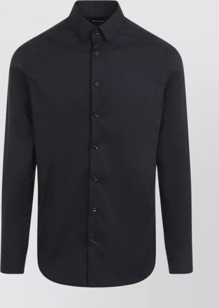 Giorgio Armani navy-blue cotton and polyester blend shirt