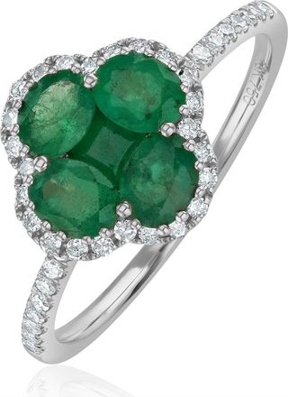 The Diamond Store Emerald 1.06ct And Diamond 18K White Gold Alegria Ring