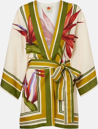 Farm Rio Strilitizia floral linen-blend kaftan