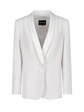 Giorgio Armani Single-Breasted Silk Blazer with Shawl Collar and Button Closure