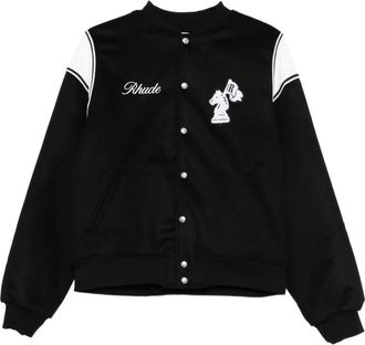 Rhude Baggy Collegiate Logo Short Bomber - Heren - Bomber jackets - Zwart - M - Jassen