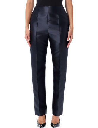 Alberta Ferretti Silk Organza High-Rise Straight Pants