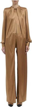 Elisabetta Franchi Casacca in Jersey Lucido - Dames - Blouses & Shirts - Beige - Maat: M Jersey