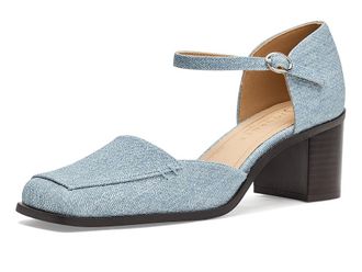 Journee Collection Evangeline High Womens Heels Denim : 9.5 M, Synthetic