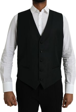 Dolce & Gabbana Mens Black Wool Vest Classic Fit - Size EU 54 (Mens)