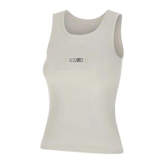 Maison Margiela Sleeveless Tops, female, White, Size: M Ribbed Jersey Tank Top