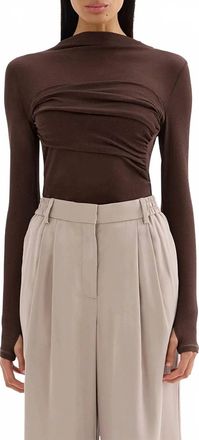 Nude Lucy Aster Long Sleeve Mesh Top In Chocolate