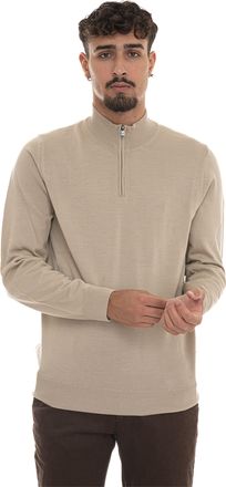 BOSS Pullover mezza zip EBENJI Beige BOSS Uomo