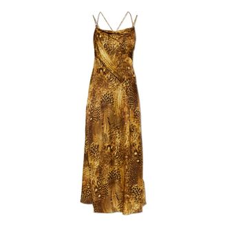 AllSaints Claire Leopard Print Maxi Jurk - Dames - Maxi kleedjes - Geel - M - Satijn - Kleedjes
