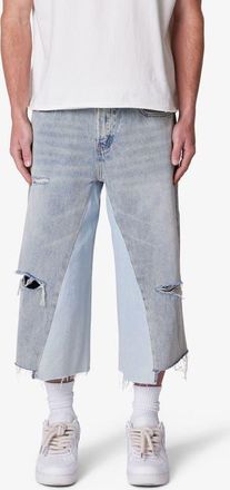 mnml Distressed Panel Denim Shorts in Washed Light Blue at Nordstrom, Size 33