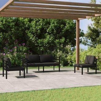 vidaXL Set Muebles De Jard&iacute;n 4 Pzas Y Cojines Aluminio Gris Antracita Vidaxl