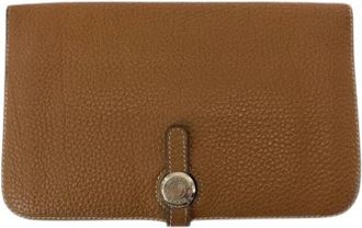 Herm&egrave;s Pre-owned Dogon GM Lange Portemonnee Bruin - Dames - Vintage Clutch - Bruin - ONE Size - Leer - Vintage