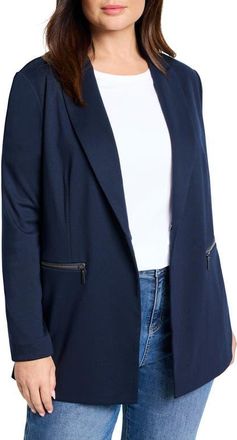 Nic+Zoe Zip Pocket Ponte Jacket in Dark Indigo at Nordstrom, Size 3X