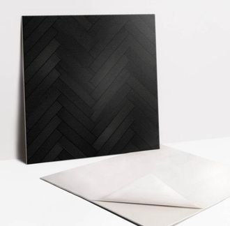 Tulup Pannelli da Parete Autoadesivi - Decorativi - Parete Piastrelle - 9 Pezzi Piastrelle - 9x30x30 cm - Pavimento In Parquet Scuro