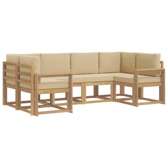 vidaXL Conjunto De Sof&aacute;s De Exterior Con Coj&iacute;n 6 Pcs Y Beige Vidaxl