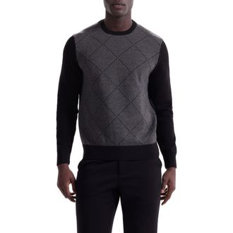 Bugatchi Diamond Merino Wool Sweater in Black at Nordstrom Rack, Size Large