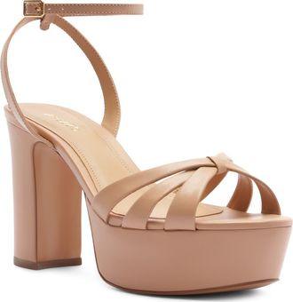 Arezzo Veronica Ankle Strap Platform Sandal in True Sand at Nordstrom, Size 5.5