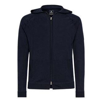 Boggi Milano Hoodies & sweatvesten, Heren, Blauw, S, Wol, Full Zip Hoodie Jumper