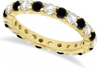 Allurez Eternity Black & White Diamond Ring Band 14k Yellow Gold (2.50ct)