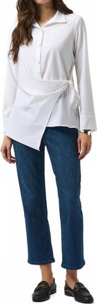 Joseph Ribkoff Collared Front Button Asymmetric Fitted Top In White