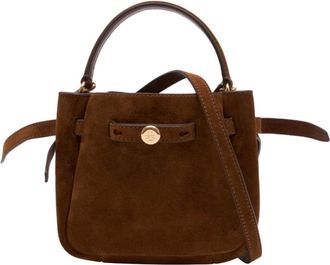 Tory Burch Mini borsa a secchiello Romy in camoscio - - Bags - Donna - Marrone - ONE SIZE