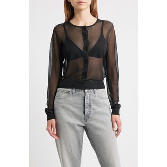 Frame Denim The Luxe Sheer Cardigan in Black at Nordstrom Rack, Size X-Small