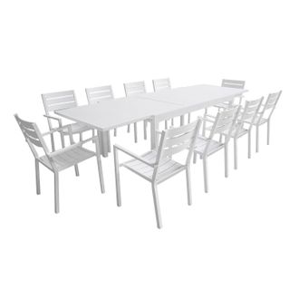 Happy Garden Conjunto De Jard&iacute;n Extensible Venezia 180/300 En Aluminio 10 Plazas Blanco