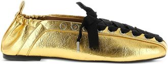 Ganni Ballerinas met veters - Goud