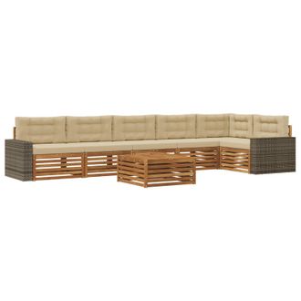 vidaXL Conjunto De Sof&aacute;s De Exterior 7 Pcs Natural Y Beige Vidaxl