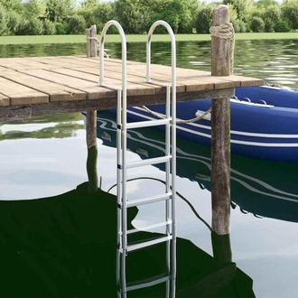 vidaXL Scala Da Dock A 4 Gradini Argento 45 &times;11,5 &times;162 Cm Alluminio Vidaxl