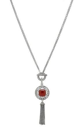 Samuel B. Sterling Silver & Semiprecious Stone Tassel Necklace in Orange at Nordstrom Rack