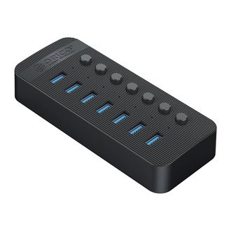 OEM Concentrador Usb-a 3.0 Orico Ct2u3-7ab De 7 Puertos Con Interruptores - Negro