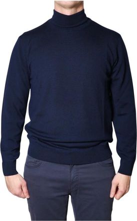 Daniele Fiesoli Navy Merino Rollneck Sweater - Heren - Coltruien - Blauw - 2XL - Wol - Truien & Vesten